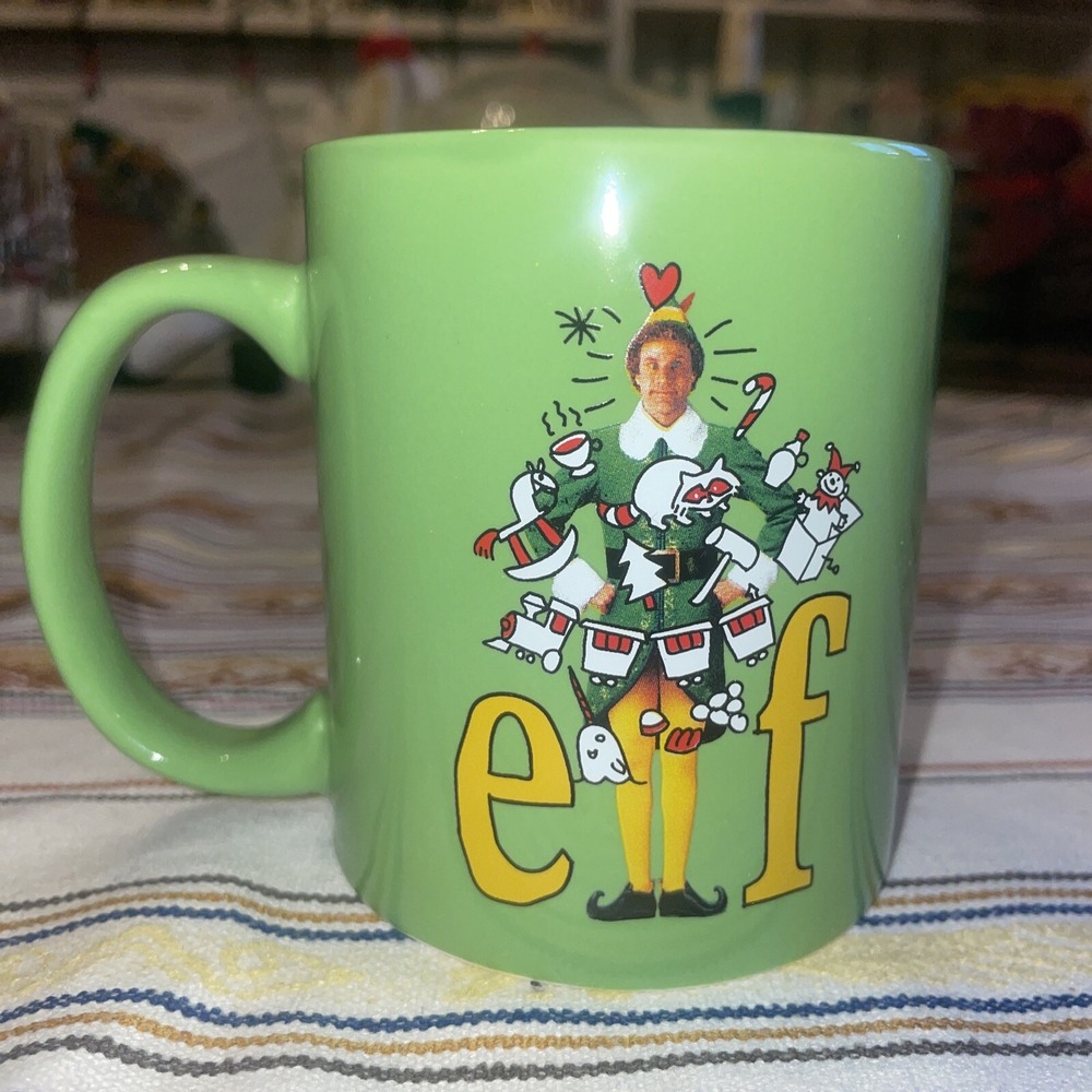 ELF Movie BUDDY Green Christmas Ceramic Coffee‎ Mug Tea Cup Culture Fly, EUC